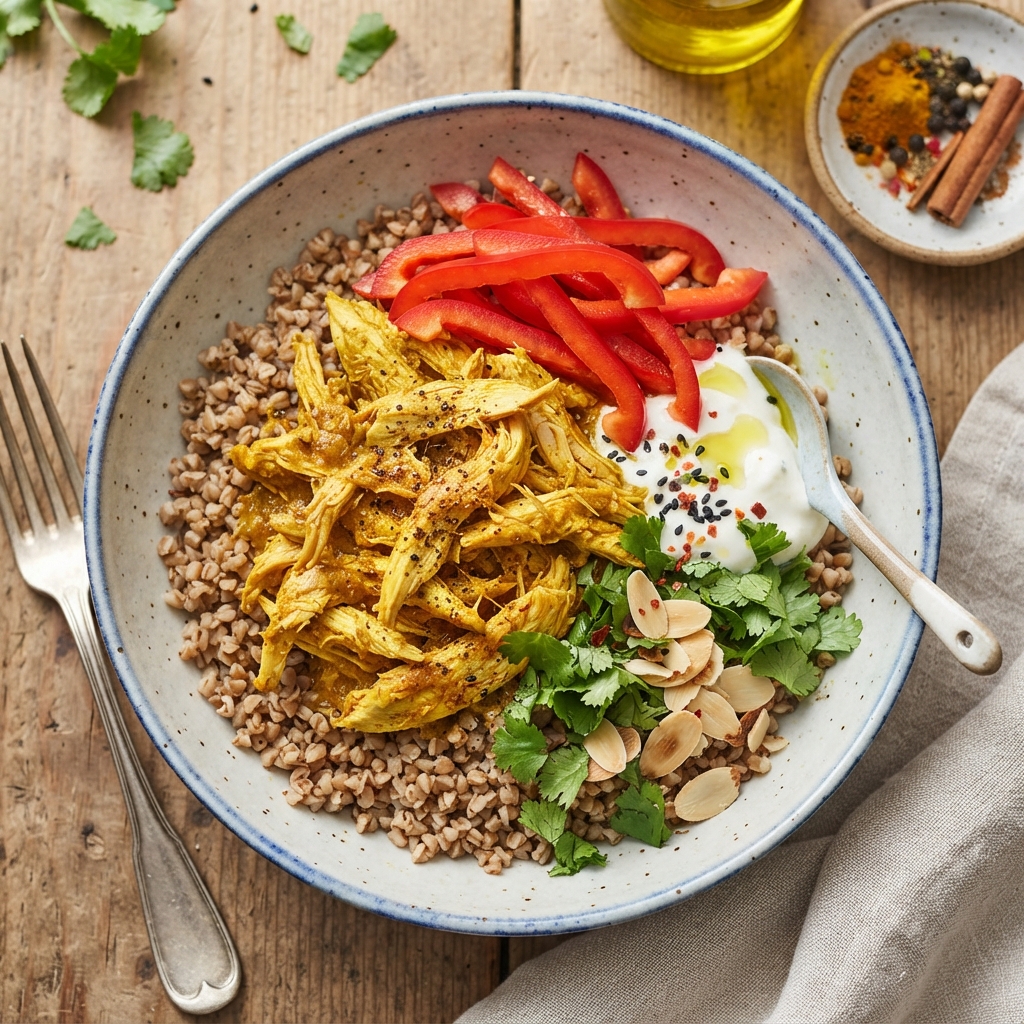 Bowl Effiloché de Poulet au Curry Doux