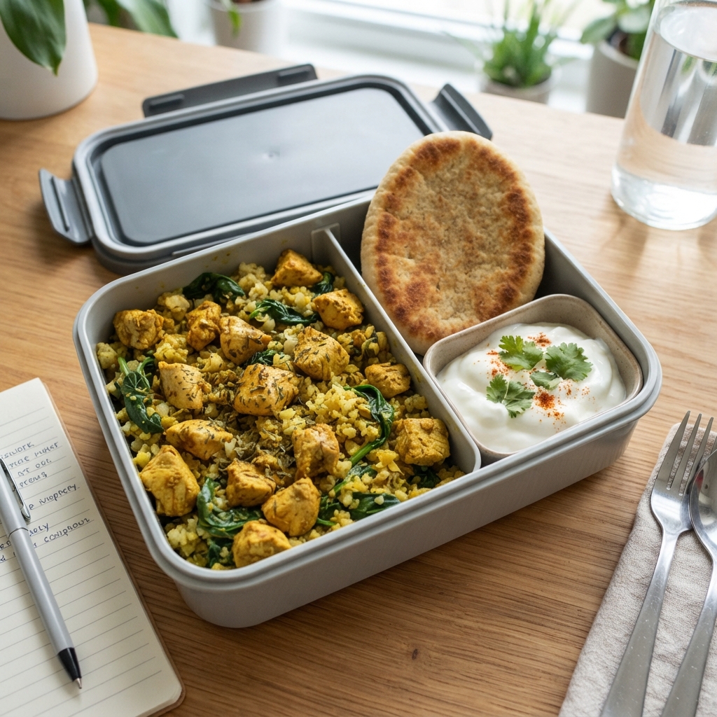 Bowl Naan-Poulet Déconstruit et Équilibré
