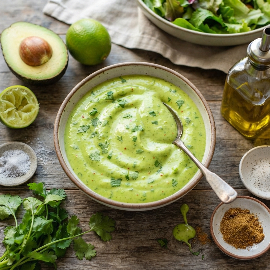 Émulsion Vivante d'Avocat au Citron Vert, Coriandre et Épices Douces