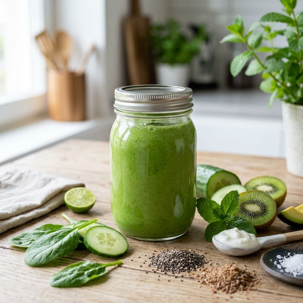 Green Goddess Smoothie au citron vert, concombre et menthe