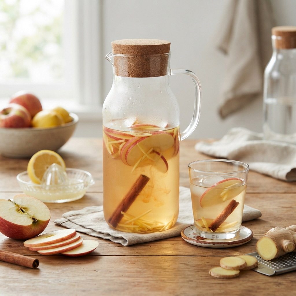 Infusion active de pomme, cannelle, citron et gingembre fermenté