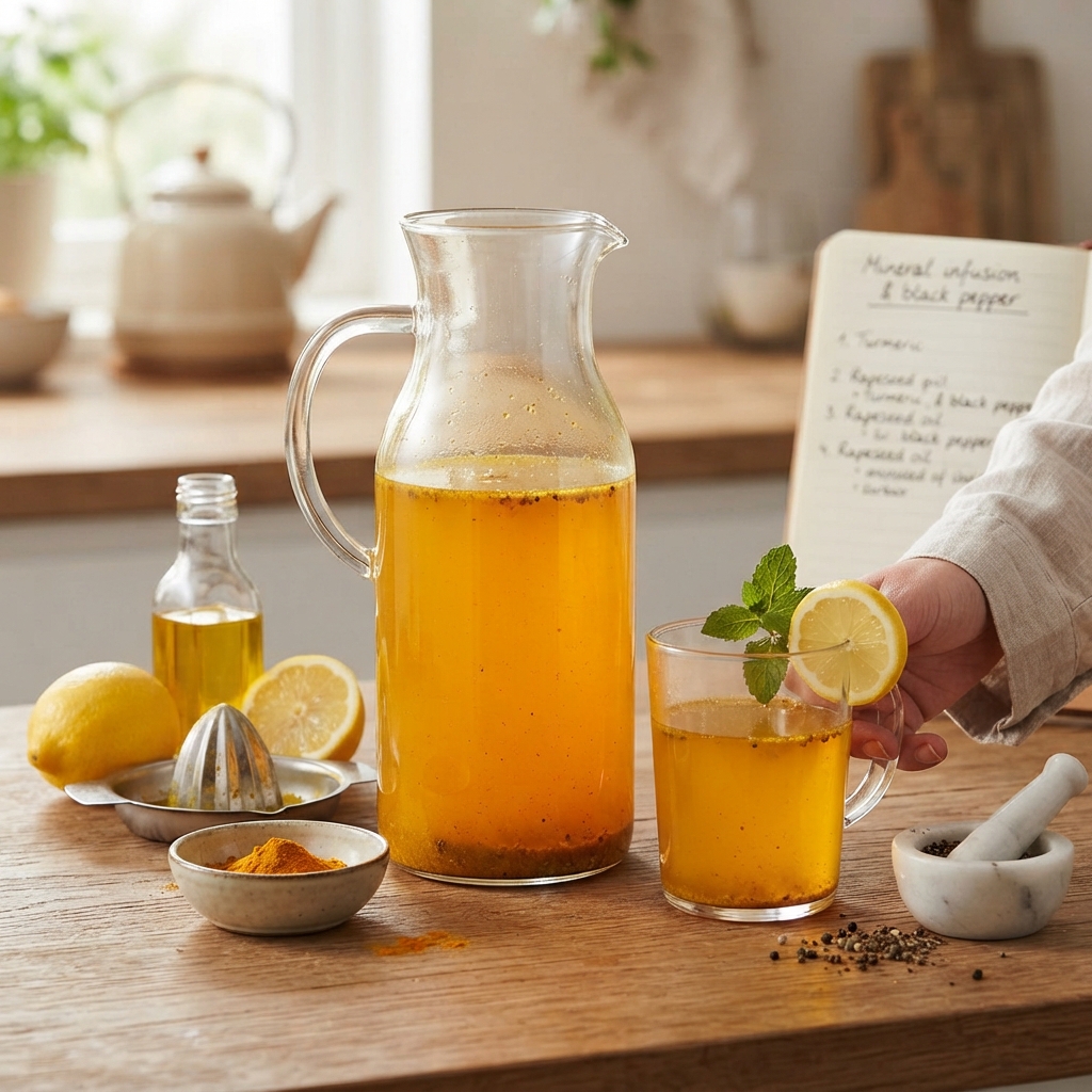 Infusion minérale vivifiante au curcuma, citron et poivre noir