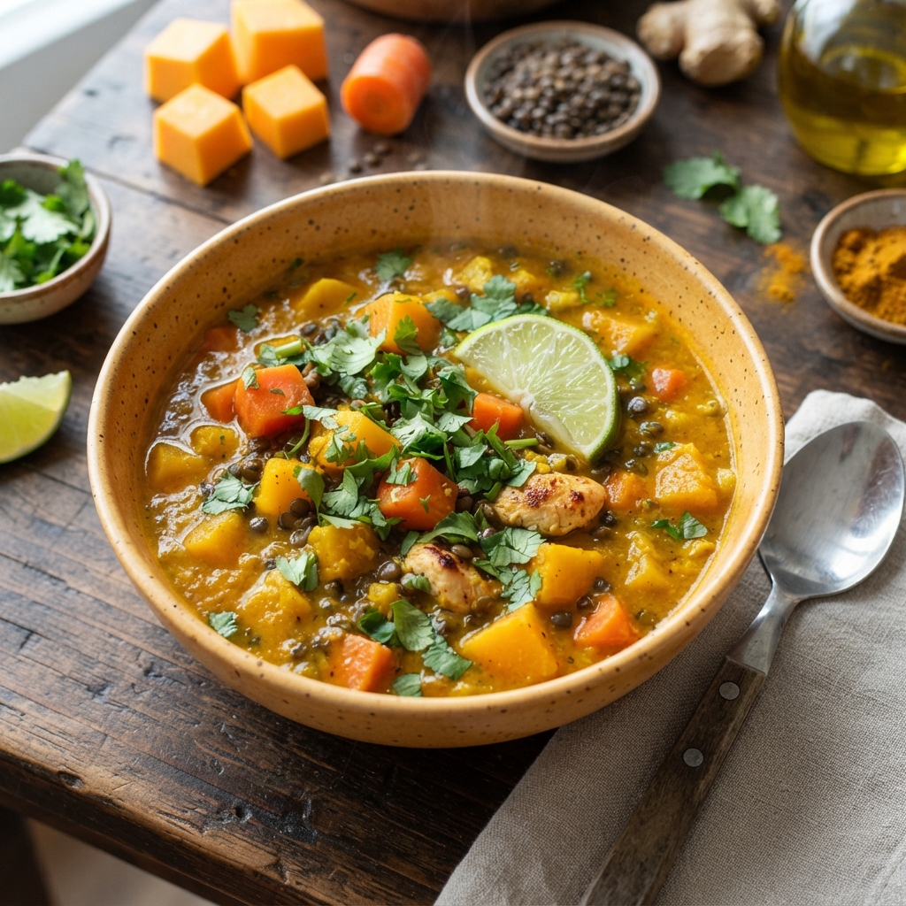 Minestrone Orange Curry & Lentilles