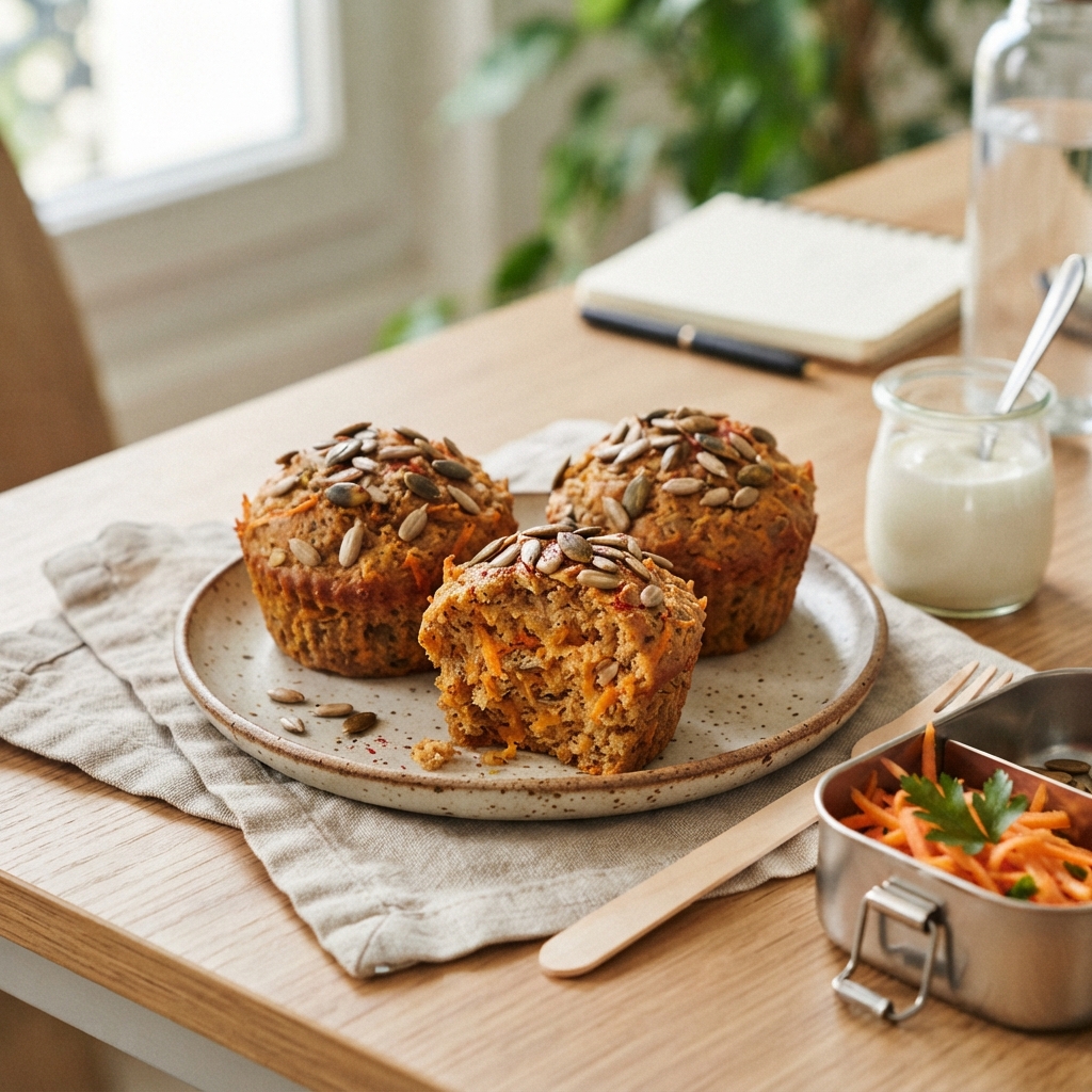 Muffins salés aux Carottes Râpées, Cumin et Graines Torréfiées