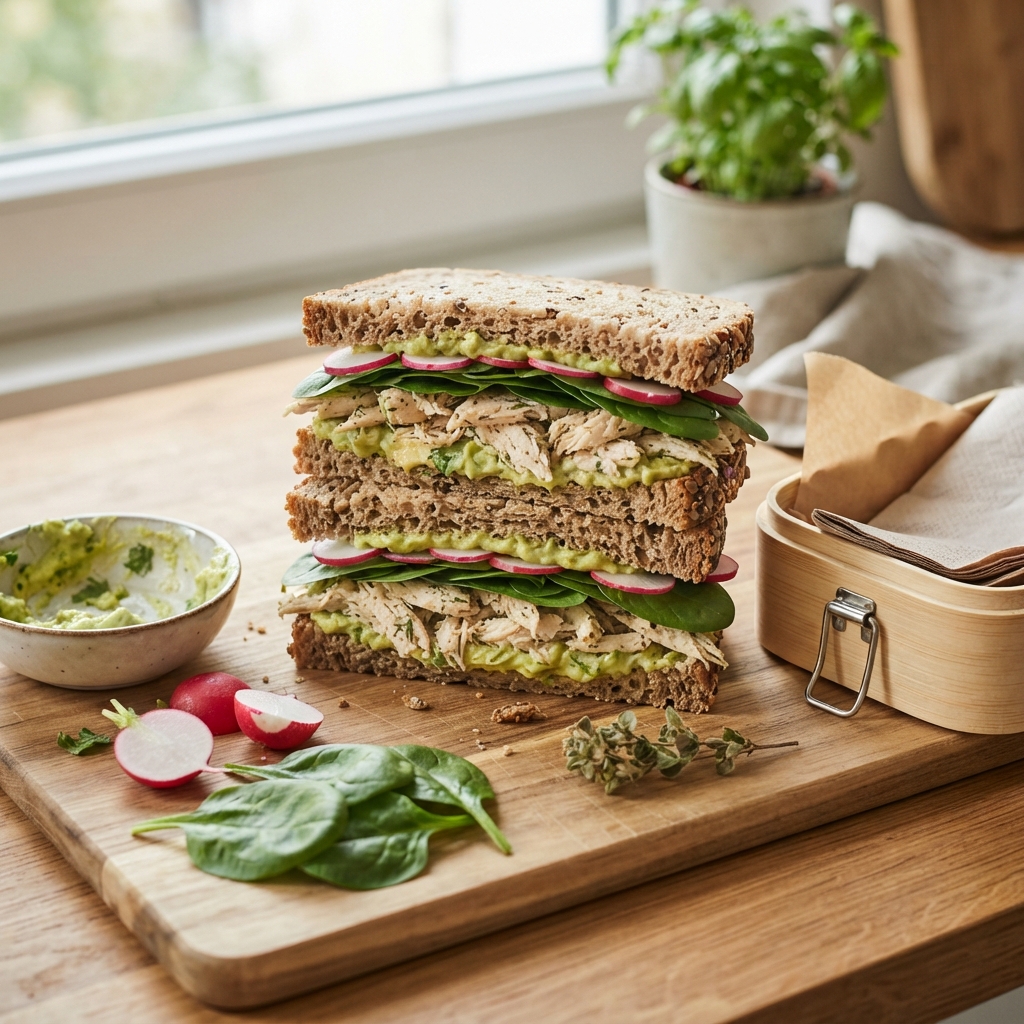Pain complet Poulet Rôti aux Herbes et Crème d'Avocat Acidulée