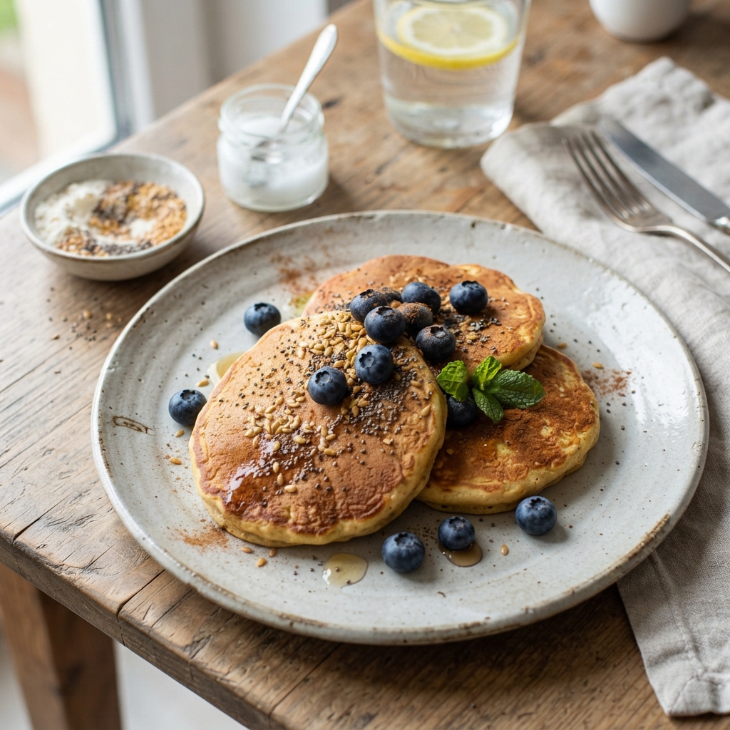 Pancakes protéinés sans gluten à la farine de coco & œufs