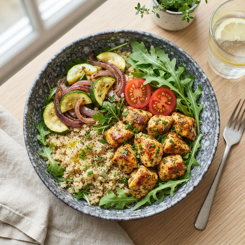 POKÉ BOWL POULET MARINÉ CITRON-HERBES ET QUINOA