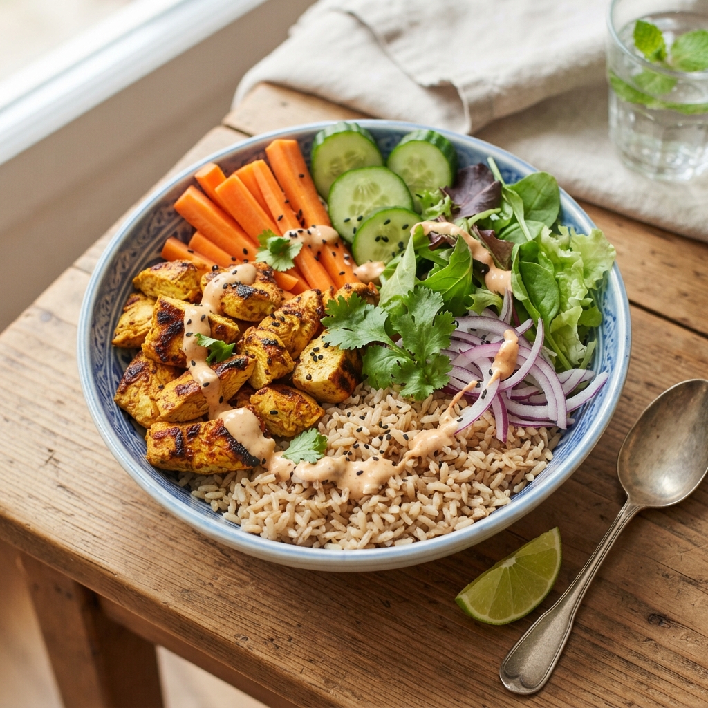 POKÉ BOWL POULET TANDOORI LÉGER ET RIZ BASMATI COMPLET