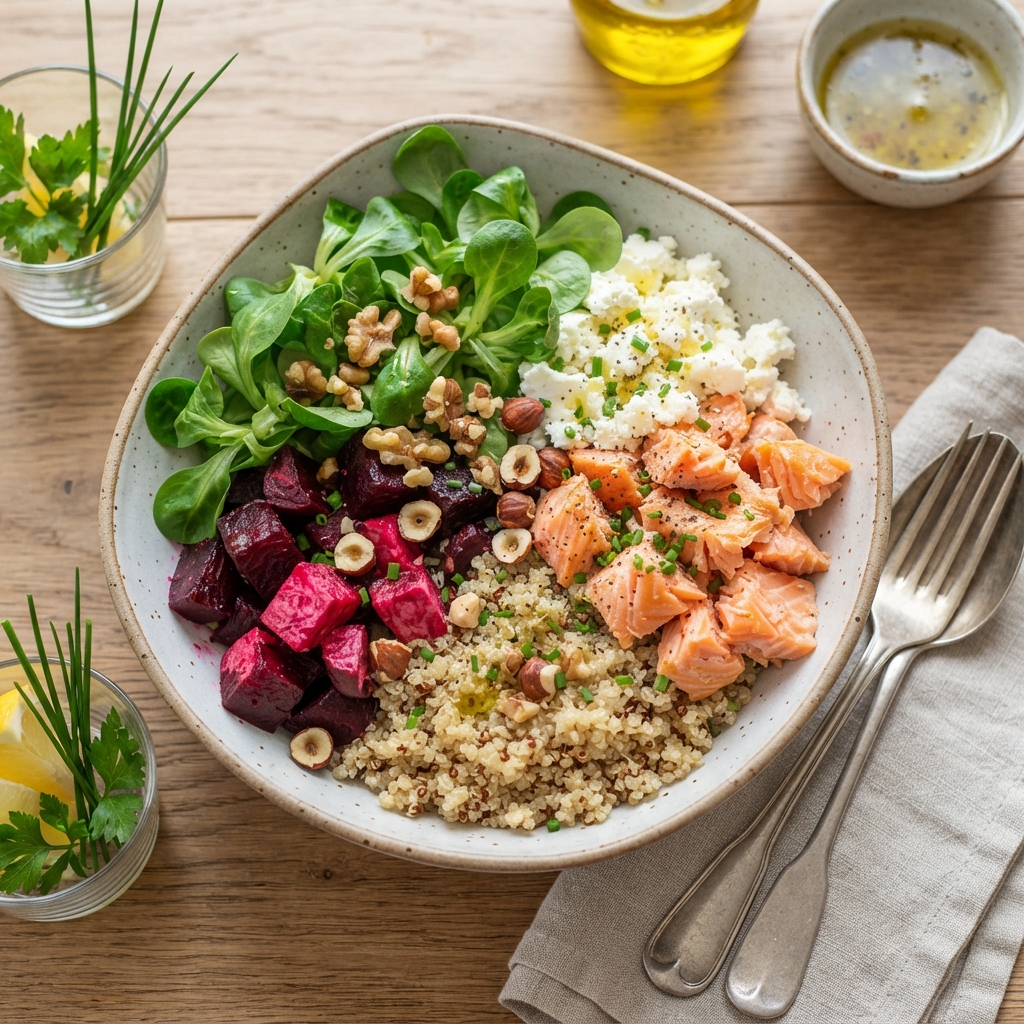 Poké Bowl Saumon, Betterave Rôtie & Feta Légère