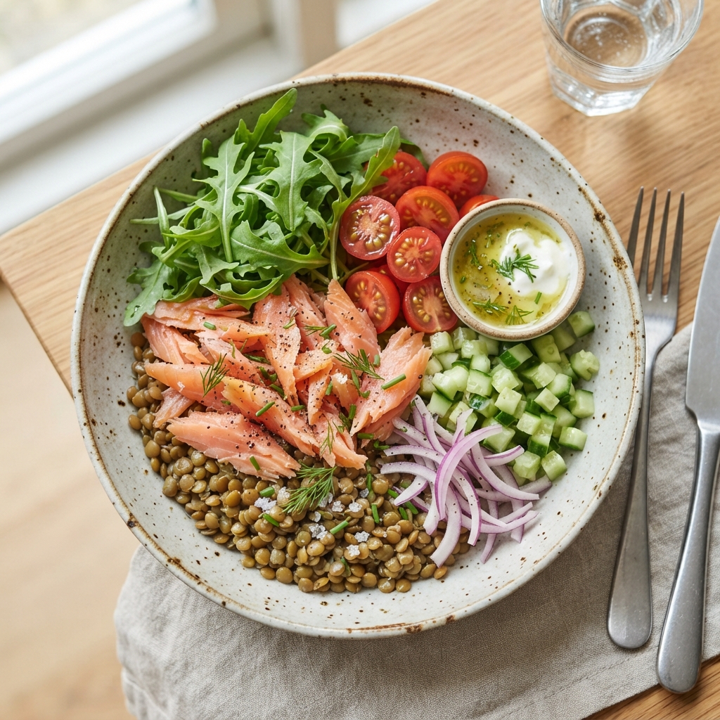 Poké Bowl Saumon, Lentilles et Roquette (1 personne)