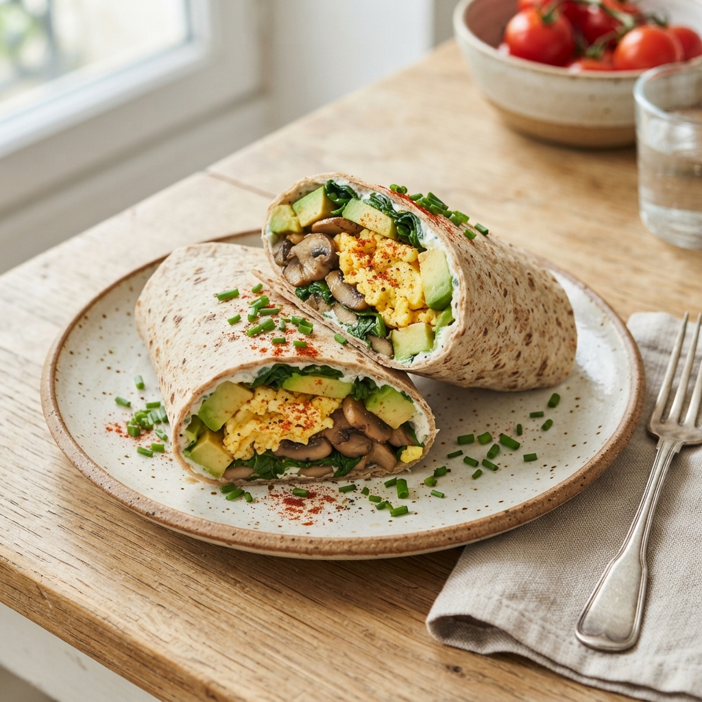 Wrap breakfast œufs, avocat & épinards