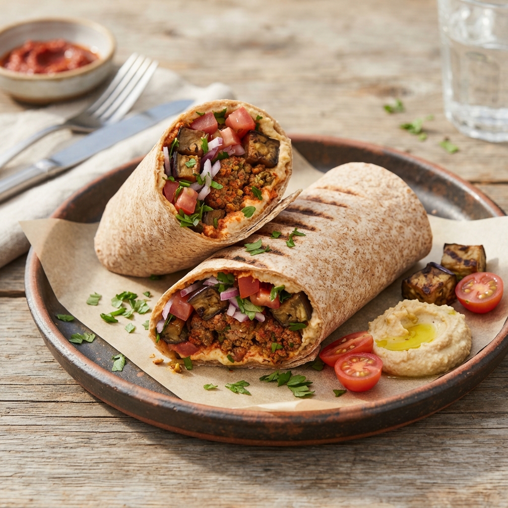 Wrap marocain kefta & aubergine