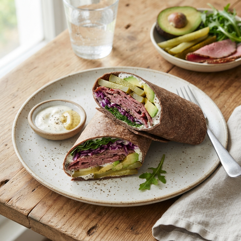 Wrap pastrami, cornichon & avocat