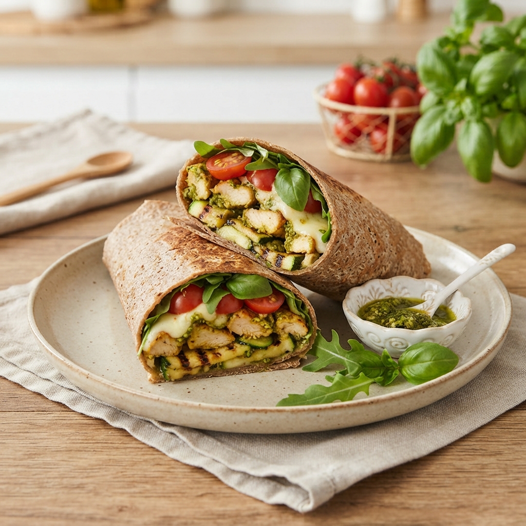 Wrap poulet, pesto & courgette grillée